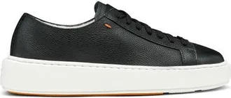 Santoni Tumbled Leather Sneaker in Black at Nordstrom, Size 10.5