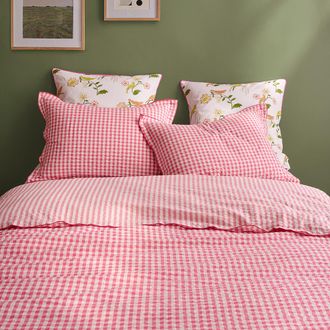 La Redoute Interieurs Dekbedovertrek seersucker katoen, COTTAGE FRAMBOISE