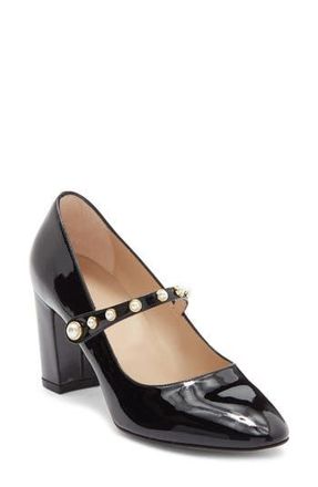 Stuart Weitzman Ari Faux Pearl Mary Jane Pump in Black at Nordstrom Rack, Size 7.5