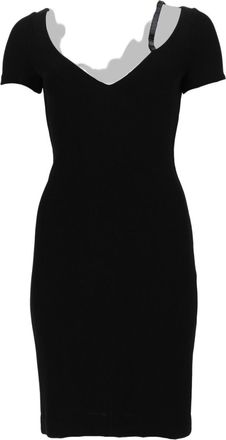 Dsquared2 Fitted Midi Dress with Asymmetrical Neckline in Black