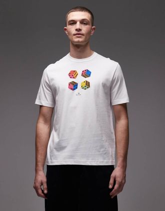 Paul Smith T-shirt bianca con stampa di dado-Bianco