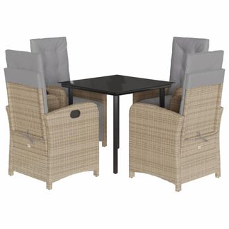 vidaXL Set Comedor De Jard&iacute;n 5 Pzas Con Cojines Rat&aacute;n Sint&eacute;tico Beige Vidaxl