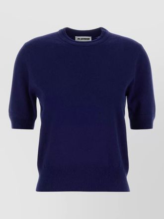 Jil Sander wool crew neck sweater ribbed hem short sleeves