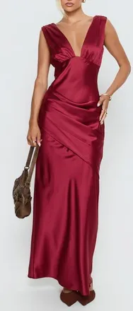 Princess Polly False Alarm Plunge Asymmetrical Gown in Red at Nordstrom, Size 2
