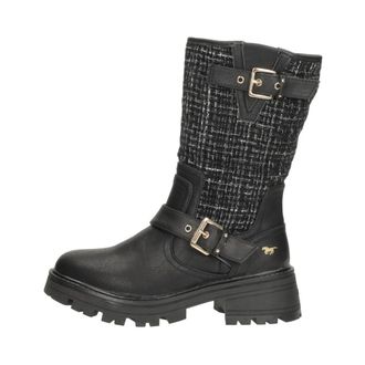 Mustang Enkellaarsjes Plat - Dames - Hoge Laarzen - Zwart - 36 EU - Leer - Schoenen