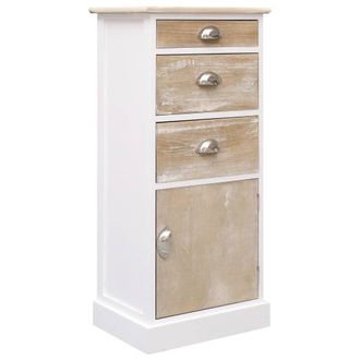 Berkfield Home Side Cabinet 38x28x86 cm Paulownia Wood in White | Size: 38 x 28 x 86 cm