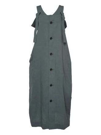 Yohji Yamamoto button-fastening tie-detail dress - Green