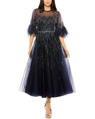 Mac Duggal Sleeve Illusion Neck Formal Dress