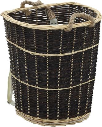 vidaXL Cesto Para Le&ntilde;a Con Correas Transporte Sauce Natural 57x51x69cm Vidaxl