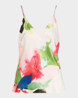 Natori Calypso Floral-Print Charmeuse Pajama Set