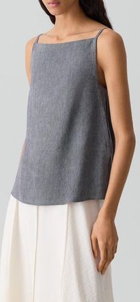Theory Apron Front Linen Blend Twill Camisole in Ink Blue at Nordstrom, Size X-Large