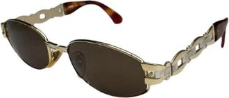 Fendi Pre-owned Metalen Zonnebril - Dames - Vintage Accessoires - Geel - ONE Size - Vintage