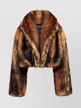 DAVID KOMA cropped oversized faux fur jacket