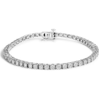 House of Brilliance Silver 1.0 Cttw Lab Grown Diamond Illusion-Set Miracle Plate Tennis Bracelet in White at Nordstrom