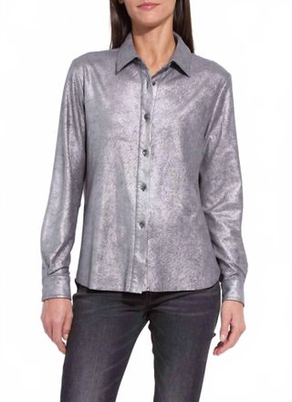 Lyss&eacute; Connie Patent Foil Vegan Suede Shacket In Silver