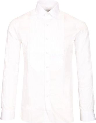Tagliatore Getailleerd katoenen overhemd - Heren - Zakelijke Overhemden - Wit - 3XL - Katoen - Overhemden