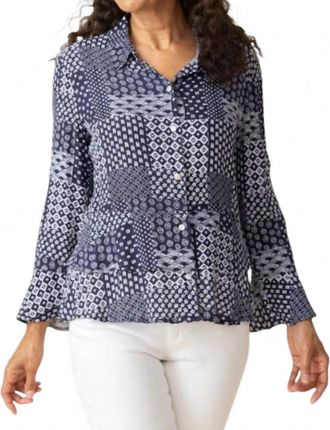 Habitat Double Flounce Patchwork Top In Indigo
