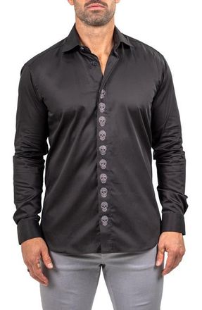 Maceoo Crystal Skull Shirt in Black at Nordstrom, Size 4
