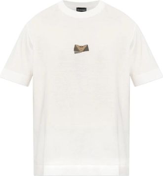 Emporio Armani T-shirt met ronde hals - Heren - T-shirts - Wit - 2XL - Tops