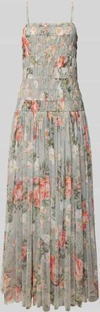 Lace & Beads Abendkleid mit Smok-Details in Hellgrau, Gr&ouml;&szlig;e XXS