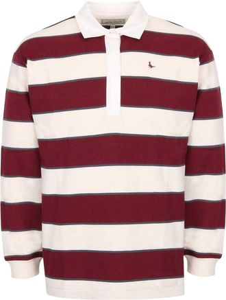 Jack Wills Dames/Dames Streep Poloshirt (Bourgogne/Navy)