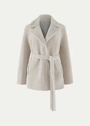 Gorski Select Textured Shearling Lamb Belted Jacket