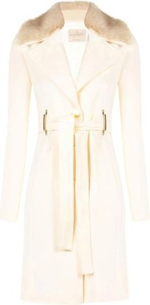 Rinascimento Jas met imitatiebont detail - Dames - Jas met riem - Wit - S - Jassen