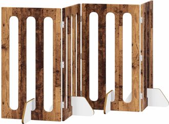 vidaXL Valla Plegable Para Mascotas 4 Uds. Madera De Roble Vidaxl