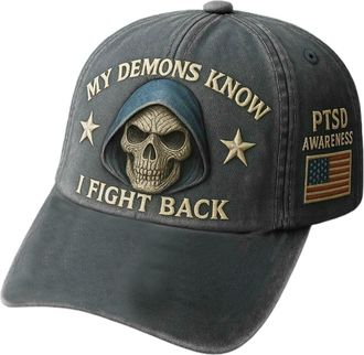 Generic My Demons Know I Fight Back Hat, Impressive Present, 7cm/2.76 Inches, Dad Hat Adjustable, Sun Protection Cap, Hopeful Connection, for Summer Sports, O