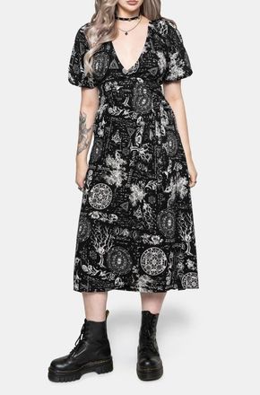 Disturbia V-Neck Midi Dress in Black at Nordstrom, Size 14
