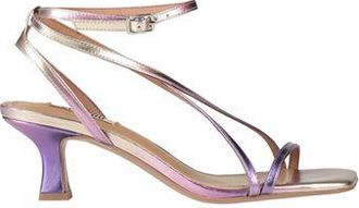 Bibi Lou Iridescent Purple Ankle Strap Spool Heel Sandals in Multicolour Leather