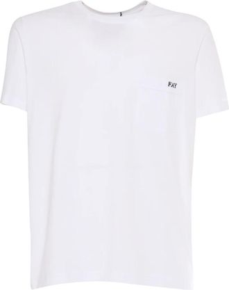 Fay T-Shirts, male, White, Size: 2XL Jersey Pocket T-Shirt