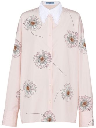 Prada Gerbera-print cotton shirt - Pink