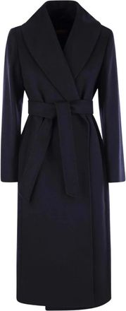 Max Mara Loriana Mantel met ceintuur - Dames - Jas met riem - Blauw - M - Wol - Jassen