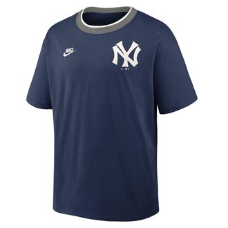 Nike New York Yankees Cooperstown Ringer Nike Mens MLB T-Shirt in Blue | 045Q0IB7N27-N3R