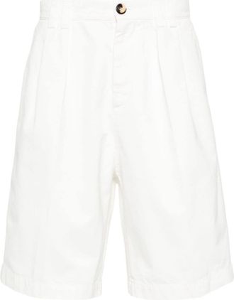 Brunello Cucinelli pleat-detail straight-leg shorts - men - Cotton/Cotton - 56 - White