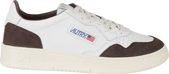Autry White Mahogany Medalist Low Suede Accents Leather Sneakers