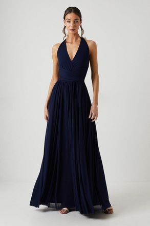 Coast Plunge Neck Stretch Mesh Bridesmaids Dress