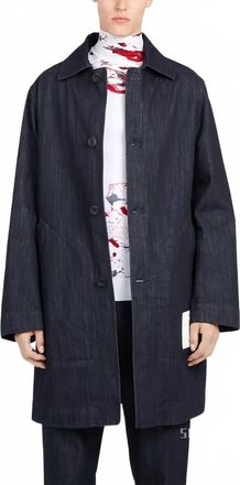 Ferragamo Denim Buttoned Coat In Blue