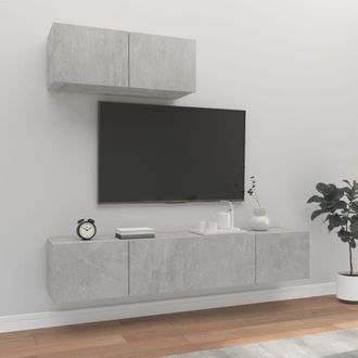 Berkfield Home 3 Piece TV Cabinet Set Concrete Grey Engineered Wood