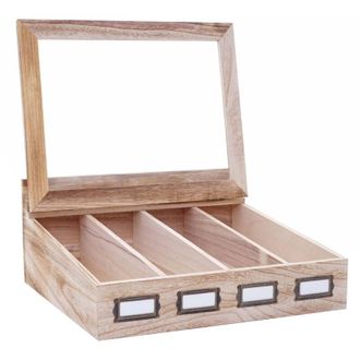 Hhg Nunca Usado] Caja De Almacenaje Hhg 211, Caja De T&eacute; Caja De Joyer&iacute;a Caj&oacute;n, Paulownia 17x37x33cm, Marr&oacute;n Natural