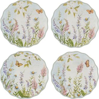 Certified International Set Of 4 Easter Meadow Canape Plates