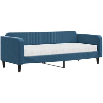 vidaXL Sof&aacute; Cama Con Colch&oacute;n Terciopelo Azul 90x200 Cm Vidaxl