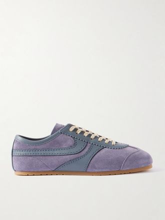Dries Van Noten Sneakers In Camoscio Con Finiture In Pelle - Blu