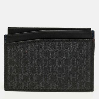 Carolina Herrera Black/grey Monogram Coated Canvas And Leather Card Holder