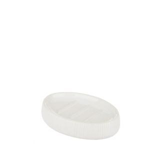 KASANOVA Porta sapone rigato in ceramica, bianco