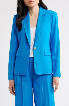Tahari by ASL One-Button Blazer in Blue Jewel at Nordstrom, Size 12