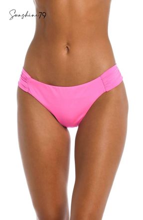 Sunshine 79 Side Shirred Hipster Swim Bikini Bottom In Hot Pink