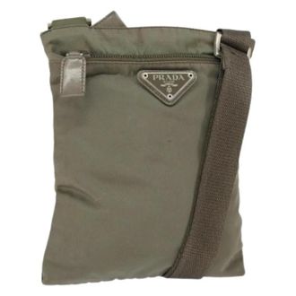Prada Vintage Cross Body Bags, unisex, Green, ONE SIZE, Pre-owned Vintage Nylon Cross Body Bag