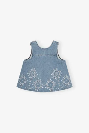 Ganni Blue Broderie Anglaise Top - Size 32 Organic Cotton